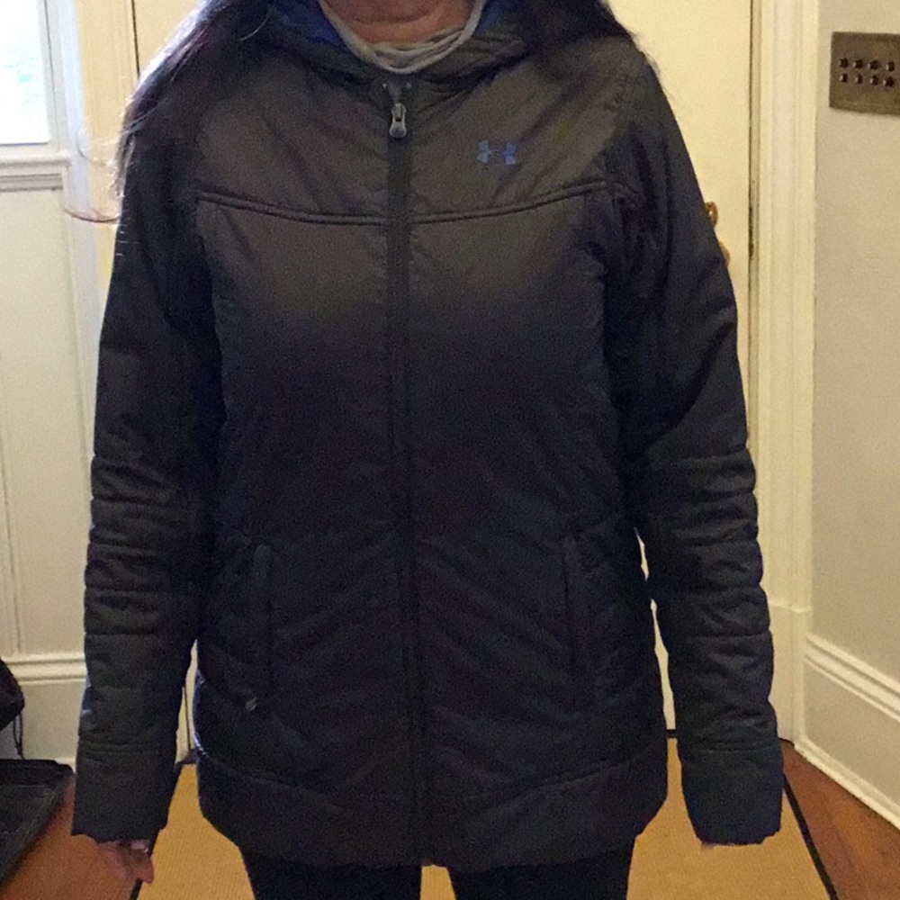 Under Armour grey hooded nylon zip jacket